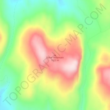 Baker Mountain topographic map, elevation, terrain