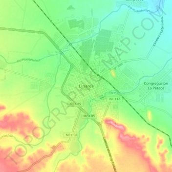 Linares topographic map, elevation, terrain