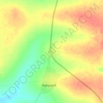 Binda topographic map, elevation, terrain