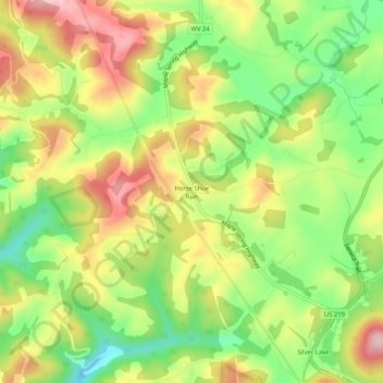 Horse Shoe Run topographic map, elevation, terrain