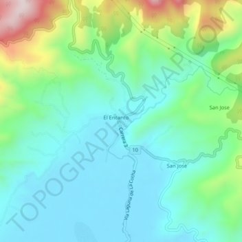 El Encano topographic map, elevation, terrain