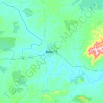 Bouaflé topographic map, elevation, terrain