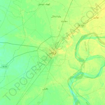 Larkana topographic map, elevation, terrain