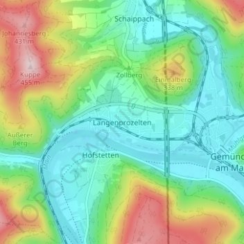 Langenprozelten topographic map, elevation, terrain