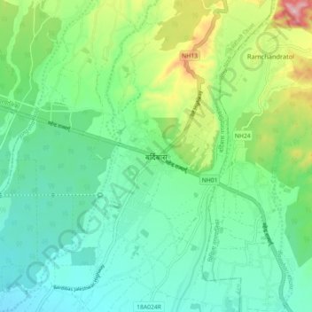 Bardibas topographic map, elevation, terrain