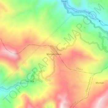 Montan Mayo topographic map, elevation, terrain