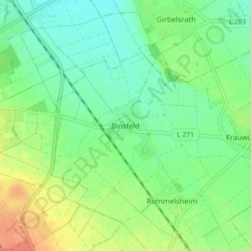 Binsfeld topographic map, elevation, terrain