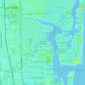 Lauderdale Harbors topographic map, elevation, terrain