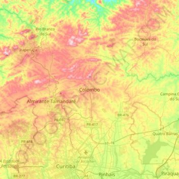 Colombo topographic map, elevation, terrain