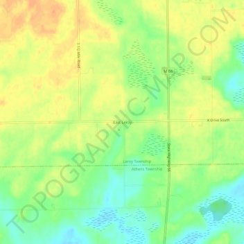 East Leroy topographic map, elevation, terrain