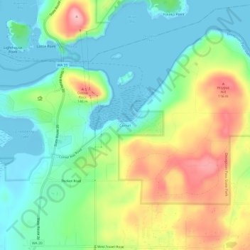Cornet topographic map, elevation, terrain