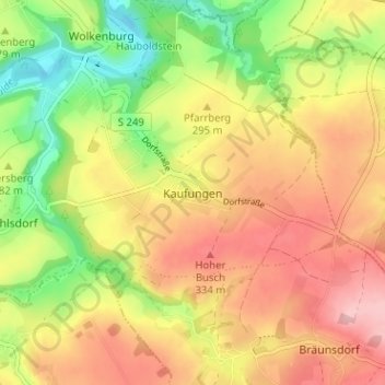 Kaufungen topographic map, elevation, terrain