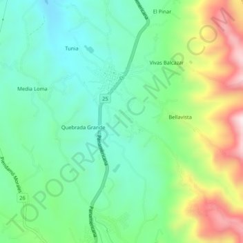 Farallones topographic map, elevation, terrain