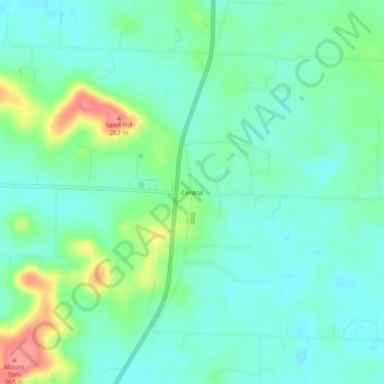 Central topographic map, elevation, terrain