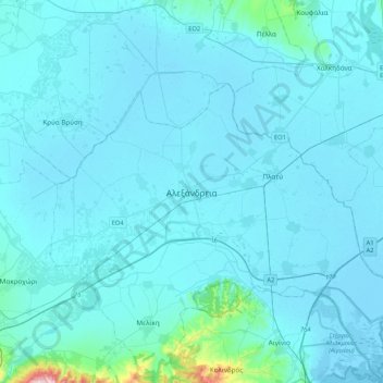 Alexandreia topographic map, elevation, terrain