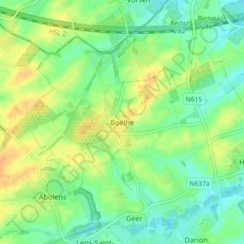 Boëlhe topographic map, elevation, terrain