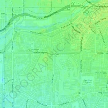 Kern City topographic map, elevation, terrain