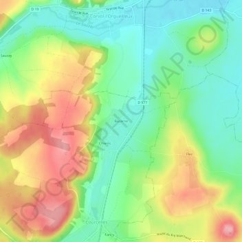 Bazarne topographic map, elevation, terrain