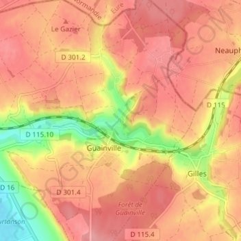 Le Poirier topographic map, elevation, terrain