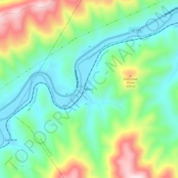 Molus topographic map, elevation, terrain