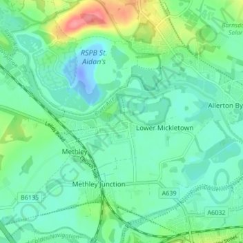 Mickletown topographic map, elevation, terrain