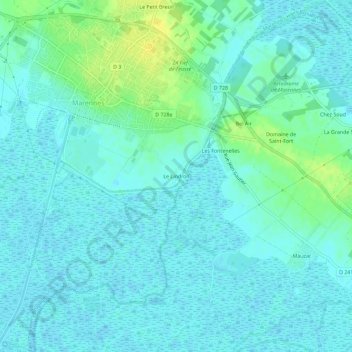 Le Lindron topographic map, elevation, terrain