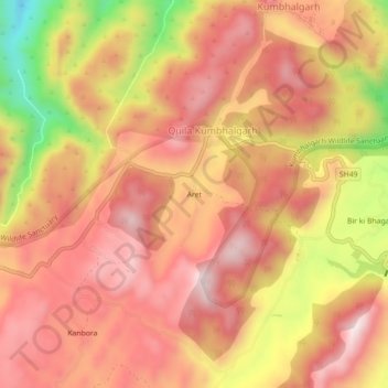 Aret topographic map, elevation, terrain