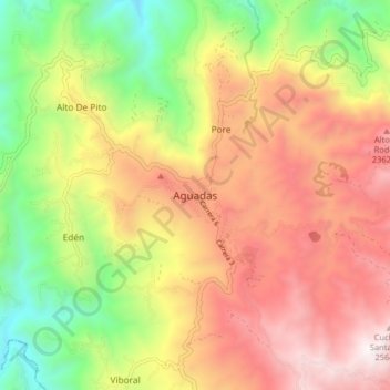 Aguadas topographic map, elevation, terrain