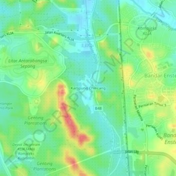 Kampung Chincang topographic map, elevation, terrain