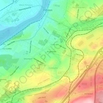 Browntown topographic map, elevation, terrain