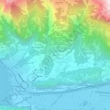 Schried topographic map, elevation, terrain