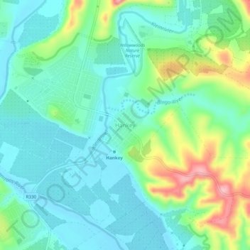 Hankey topographic map, elevation, terrain
