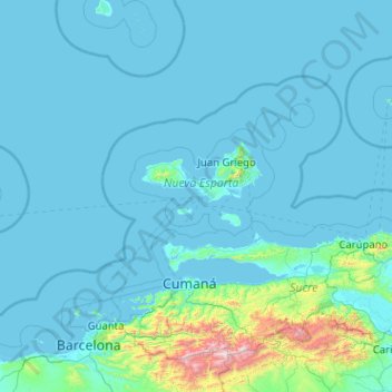 Margarita topographic map, elevation, terrain