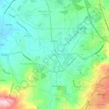 Frossos topographic map, elevation, terrain