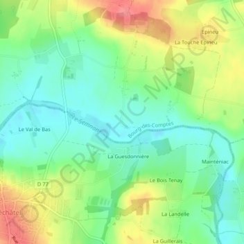 La Pitoulais topographic map, elevation, terrain