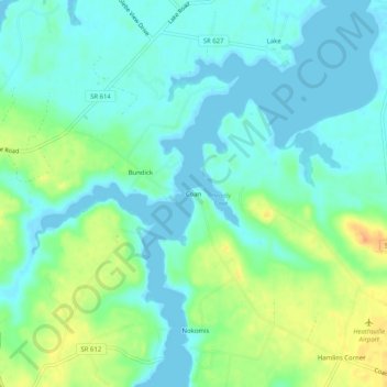 Coan topographic map, elevation, terrain