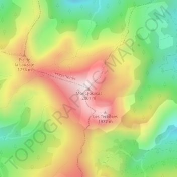 Mont Fourcat topographic map, elevation, terrain