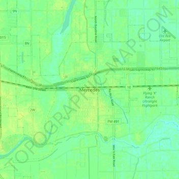 Mercedes topographic map, elevation, terrain