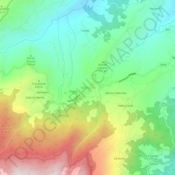 Minozzo topographic map, elevation, terrain