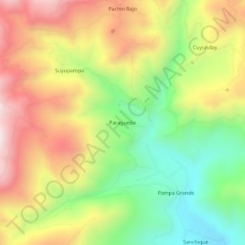 Paragueda topographic map, elevation, terrain