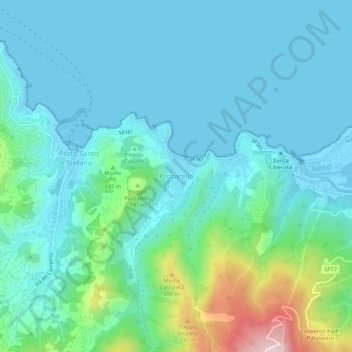 Pozzarello topographic map, elevation, terrain