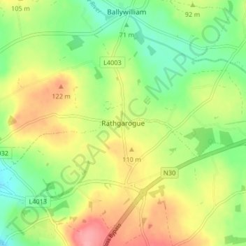 Rathgarogue topographic map, elevation, terrain