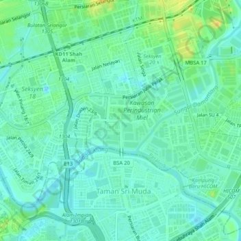 Seksyen 23 topographic map, elevation, terrain