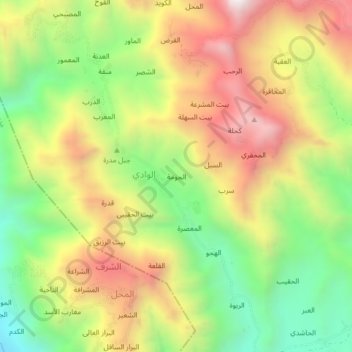 Al Jumah topographic map, elevation, terrain