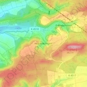 Hohenklingen topographic map, elevation, terrain