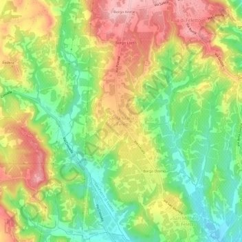 Santa Maria di Feletto topographic map, elevation, terrain
