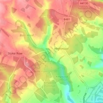Witheridge Hill topographic map, elevation, terrain
