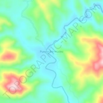Puerto Bermudez topographic map, elevation, terrain