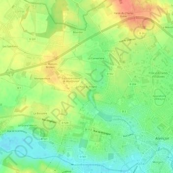Le Pont du Fresne topographic map, elevation, terrain