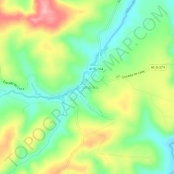 Pirambóia topographic map, elevation, terrain